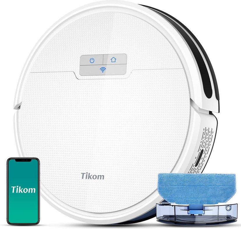 Tikom - G8000 Pro - Robotstofzuiger en Dweilcombo - 4500Pa Zuigkracht - Wi-Fi & Zelfopladend