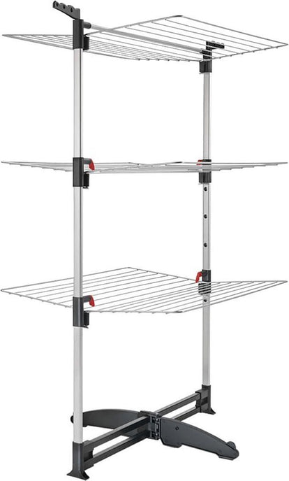 Tomado - Droogtoren Ciclone Vario - 38 meter drooglengte - Inklapbaar - Aluminium en Metaal - Met kledinghangershaken - 5 jaar garantie - Zilvergrijs
