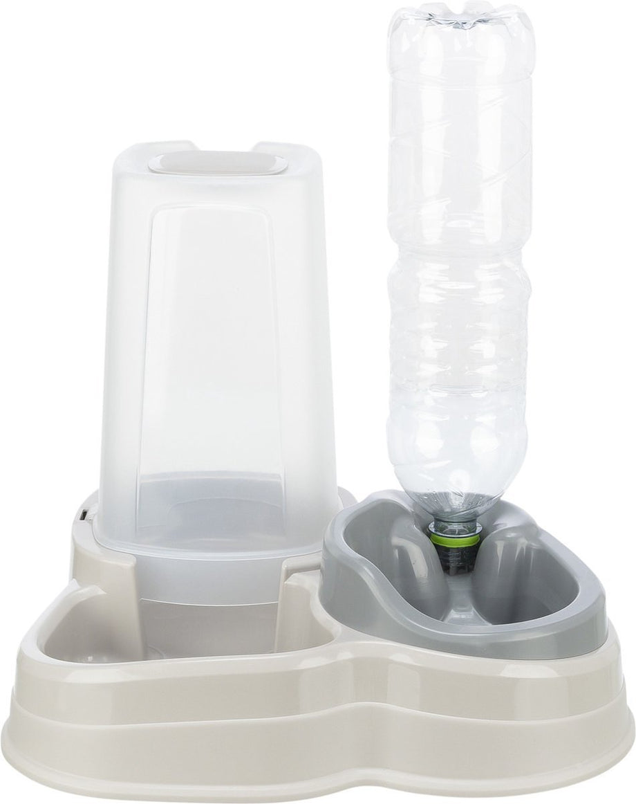 Trixie - Voer- En Waterdispenser - Kunststof - Grijs/Taupe - 3.5 ltr