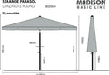 Madison Parasol Lanzarote - Stokparasol - Weersbestendig 250 cm - Grijs
