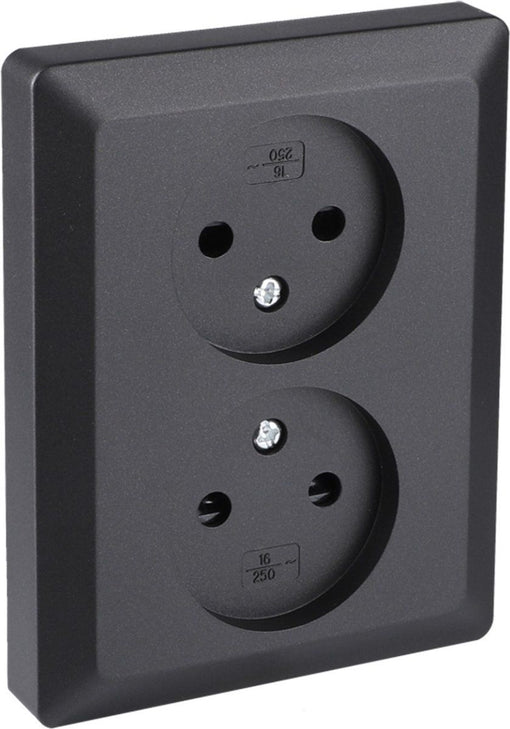 Q-Link Dubbel Stopcontact - Inbouw Contactdoos met Shutter - Zwart