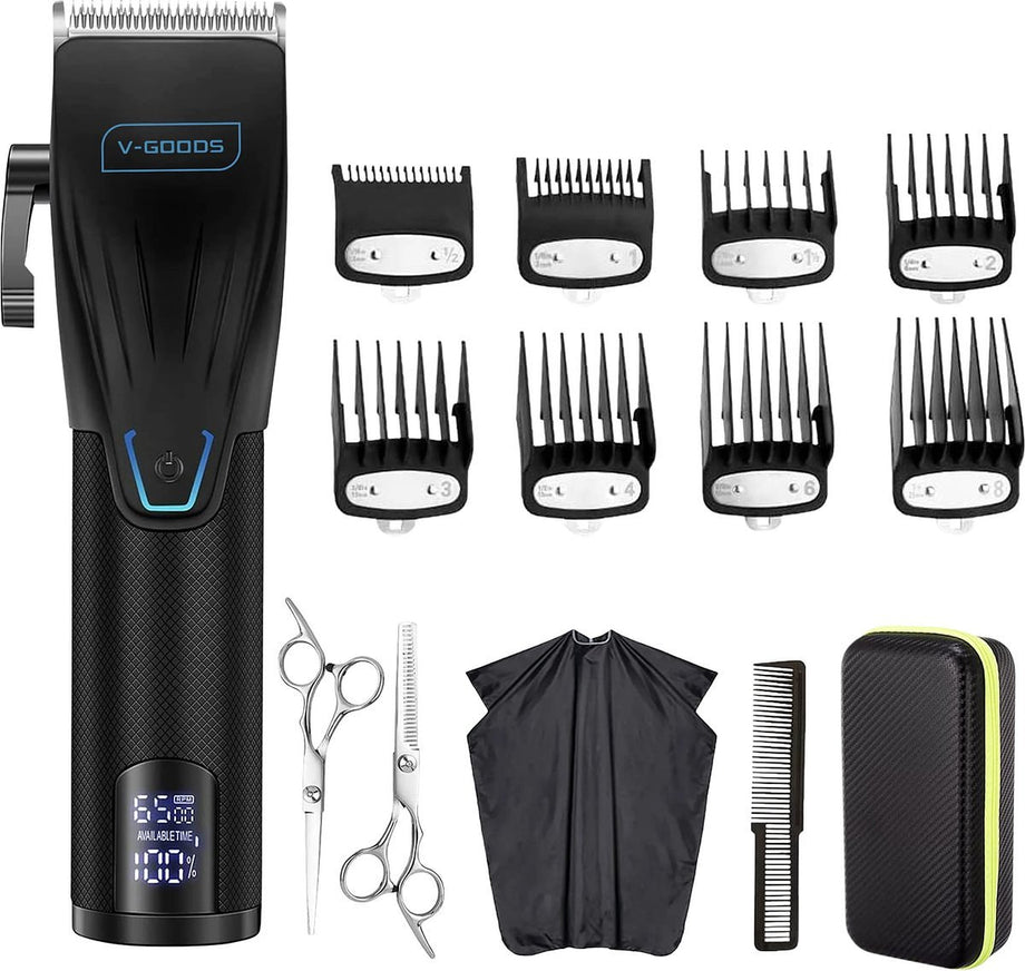 V-Goods Professionele Tondeuse - Haartrimmer - Mannen, Vrouwen en Kappers - 8 Opzetstukken - Met Bewaarkoffer en Mantel