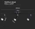 V-tac VT-813 Plafond spot - Zwart - 3x 4.5W - 3000K - verstelbaar
