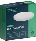V-TAC VT-8618W-RD LED ronde plafonnière - 225mm - IP44 - Wit - 18W - 1830 Lumen - 3000K