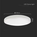 V-TAC VT-8618W-RD LED ronde plafonnière - 225mm - IP44 - Wit - 18W - 1830 Lumen - 3000K