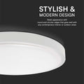 V-TAC VT-8618W-RD LED ronde plafonnière - 225mm - IP44 - Wit - 18W - 1830 Lumen - 3000K
