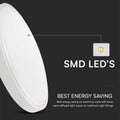 V-TAC VT-8618W-RD LED ronde plafonnière - 225mm - IP44 - Wit - 18W - 1830 Lumen - 3000K