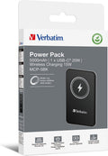 Verbatim Charge 'n' Go 5000mAh - Magnetische Draadloze Powerbank - 15W Snelladen - Zwart