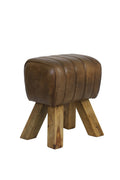 Light&living Kruk 40x31x46 cm RAMY leer donker bruin+hout naturel