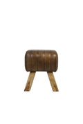 Light&living Kruk 40x31x46 cm RAMY leer donker bruin+hout naturel