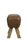 Light&living Kruk 40x31x46 cm RAMY leer donker bruin+hout naturel