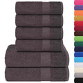 6-delige Handdoekenset 360 g/m 100% katoen antracietkleurig