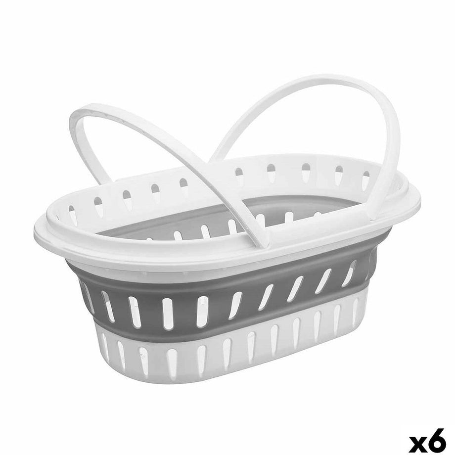 Veelzijdige mand CC19200(53) Wit Grijs Polypropyleen TPR 58 x 23 x 38 cm Opvouwbaar (6 Stuks)