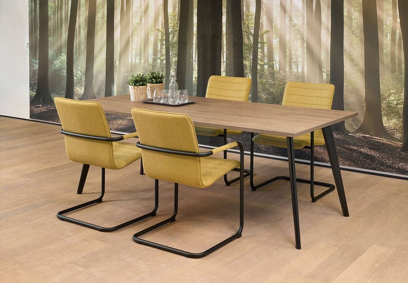 Vergadertafel Victory 4-poots recht 200x100 frame Wit (RAL9010) blad Lichtgrijs