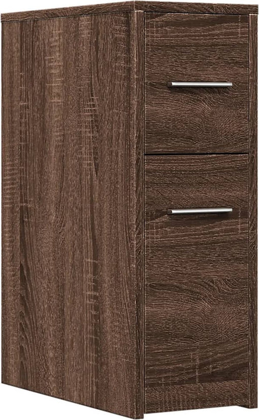 vidaXL - Badkamerkast - smal - met - wielen - bewerkt - hout - bruin - eikenkleurig
