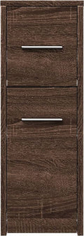 vidaXL - Badkamerkast - smal - met - wielen - bewerkt - hout - bruin - eikenkleurig