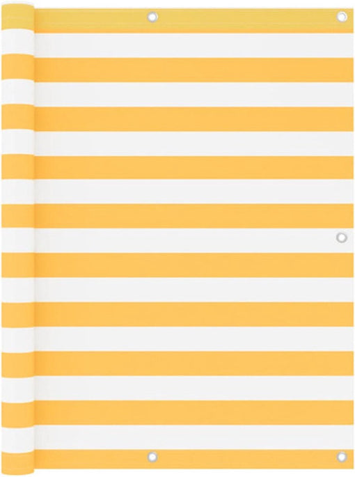 vidaXL - Balkonscherm - 120x300 - cm - oxford - stof - wit - en - geel