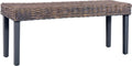 vidaXL - Bankje - 110 - cm - natuurlijk - kubu - rattan - en - massief - mangohout - grijs