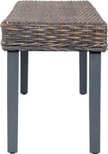 vidaXL - Bankje - 110 - cm - natuurlijk - kubu - rattan - en - massief - mangohout - grijs