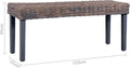 vidaXL - Bankje - 110 - cm - natuurlijk - kubu - rattan - en - massief - mangohout - grijs
