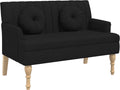 vidaXL - Bankje - met - kussens - 113x64,5x75,5 - cm - stof - zwart
