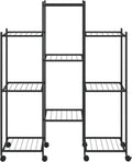 vidaXL - Bloemenstandaard - met - wielen - 83x25x103,5 - cm - ijzer - zwart