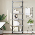 vidaXL - Boekenkast - 6-laags - 60x30x188 - cm - bewerkt - hout - grijs - sonoma