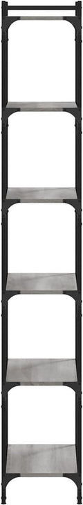 vidaXL - Boekenkast - 6-laags - 60x30x188 - cm - bewerkt - hout - grijs - sonoma