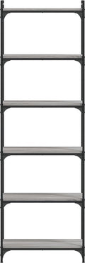 vidaXL - Boekenkast - 6-laags - 60x30x188 - cm - bewerkt - hout - grijs - sonoma