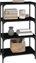 vidaXL - Boekenkast - 60x33x70,5 - cm - bewerkt - hout - en - staal - zwart