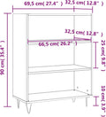 vidaXL - Boekenkast - 69,5x32,5x90 - cm - bewerkt - hout - zwart