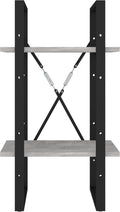 vidaXL - Boekenkast - met - 2 - schappen - 40x30x70 - cm - bewerkt - hout - betongrijs