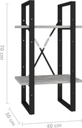 vidaXL - Boekenkast - met - 2 - schappen - 40x30x70 - cm - bewerkt - hout - betongrijs