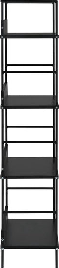 vidaXL - Boekenkast - met - 4 - schappen - 60x27,6x90,5 - cm - bewerkt - hout - zwart