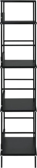 vidaXL - Boekenkast - met - 4 - schappen - 60x27,6x90,5 - cm - bewerkt - hout - zwart