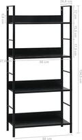 vidaXL - Boekenkast - met - 4 - schappen - 60x27,6x90,5 - cm - bewerkt - hout - zwart