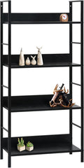 vidaXL - Boekenkast - met - 4 - schappen - 60x27,6x90,5 - cm - bewerkt - hout - zwart