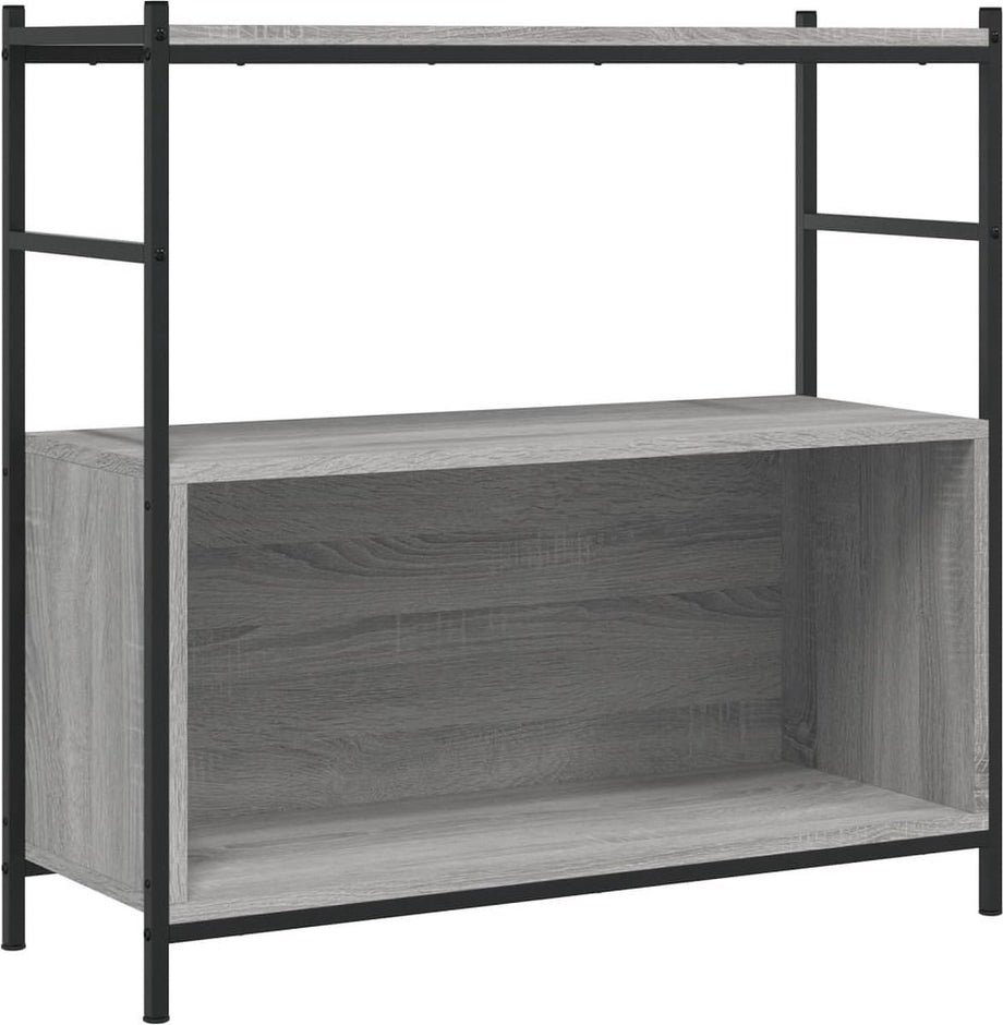 vidaXL - Boekenrek - 80x30x78,5 - cm - bewerkt - hout - en - ijzer - grijs - sonoma