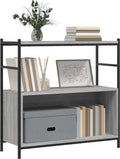 vidaXL - Boekenrek - 80x30x78,5 - cm - bewerkt - hout - en - ijzer - grijs - sonoma
