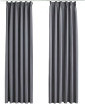 vidaXL - Gordijnen - verduisterend - met - haken - 2 - st - 140x245 - cm - grijs