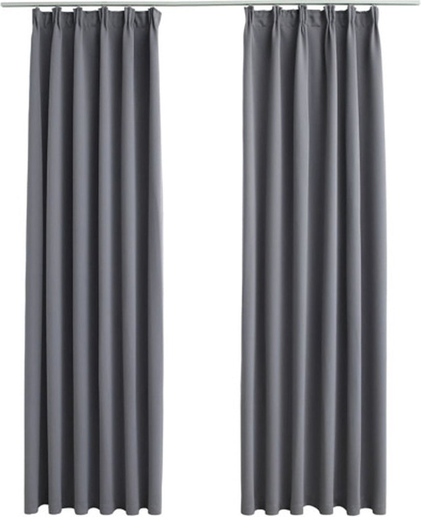 vidaXL - Gordijnen - verduisterend - met - haken - 2 - st - 140x245 - cm - grijs