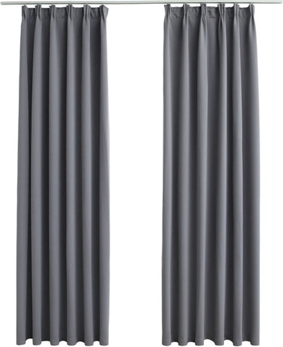 vidaXL - Gordijnen - verduisterend - met - haken - 2 - st - 140x245 - cm - grijs