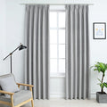 vidaXL - Gordijnen - verduisterend - met - haken - 2 - st - 140x245 - cm - grijs