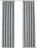 vidaXL - Gordijnen - verduisterend - met - haken - 2 - st - 140x245 - cm - grijs