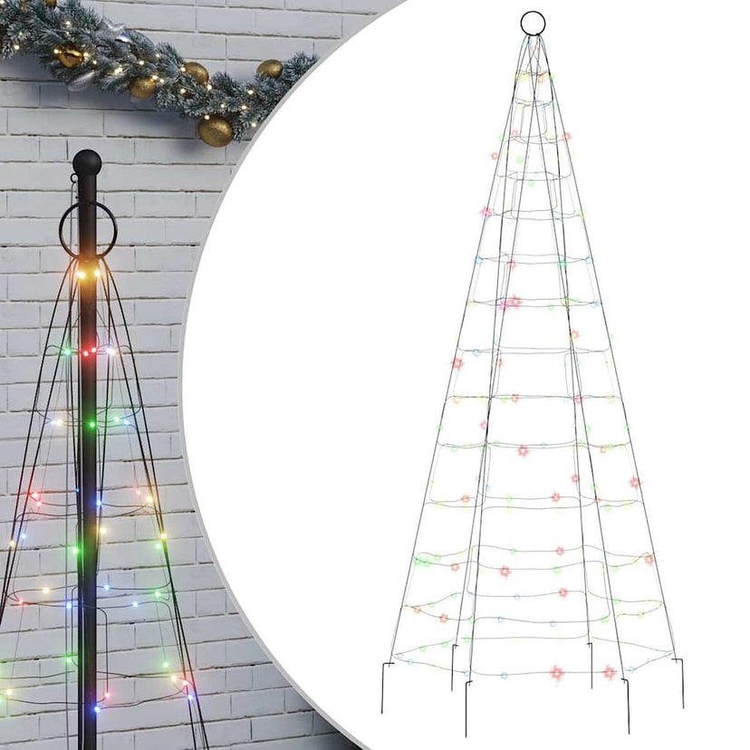 vidaXL - Lichtkegel - aan - vlaggenmast - 200 - meerkleurige - LED's - 180 - cm