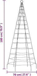 vidaXL - Lichtkegel - aan - vlaggenmast - 200 - meerkleurige - LED's - 180 - cm