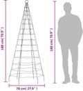 vidaXL - Lichtkegel - aan - vlaggenmast - 200 - meerkleurige - LED's - 180 - cm