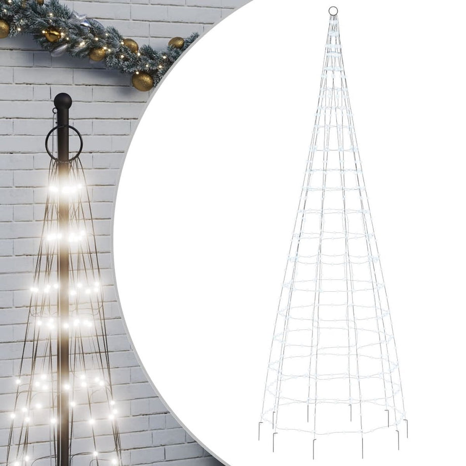 vidaXL - Lichtkegel - aan - vlaggenmast - 550 - koudwitte - LED's - 300 - cm