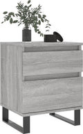 vidaXL - Nachtkastje - 40x35x50 - cm - bewerkt - hout - grijs - sonoma - eikenkleurig