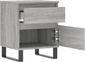 vidaXL - Nachtkastje - 40x35x50 - cm - bewerkt - hout - grijs - sonoma - eikenkleurig